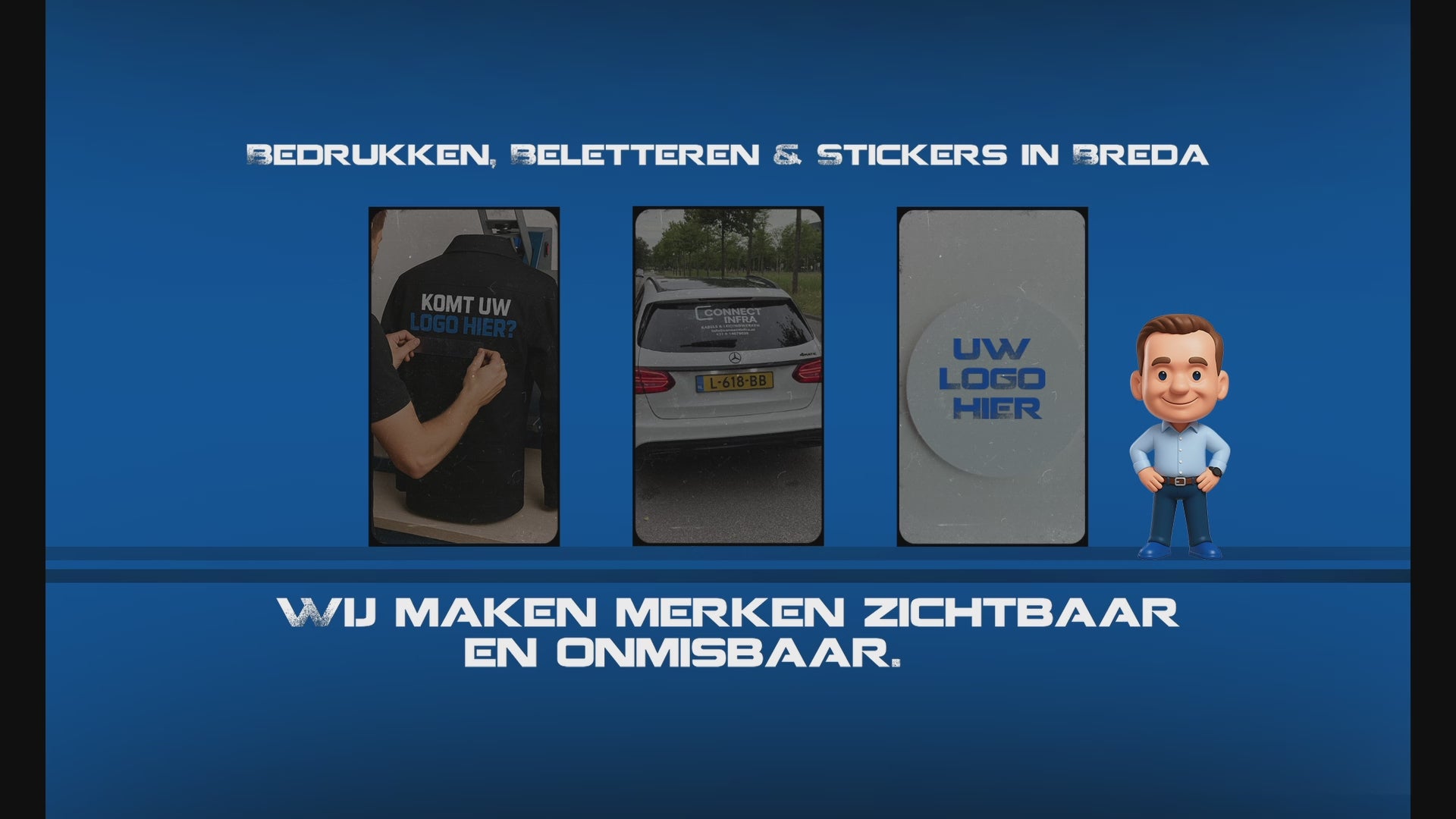 Video laden: Professionele bedrukking, voertuigbelettering en stickers op maat in Breda – snelle service voor bedrijven en ondernemers.
